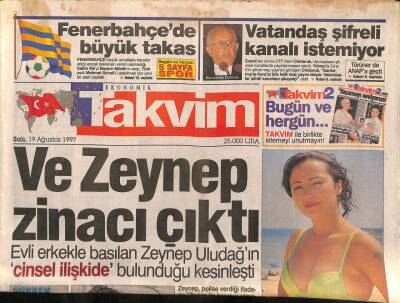 Takvim Gazetesi 19 Ağustos 1997 - Prenses Diana , Ege Kıyılarında Mı ? GZ92556 - 1