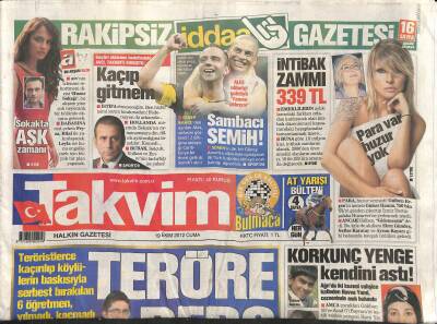 Takvim Gazetesi 19 Ekim 2012 - Şeyma Subaşı 22 Yaşında Yağ Aldırdı - Gülben Ergenin Annesinde Para Var Huzur Yok GZ124622 - 1