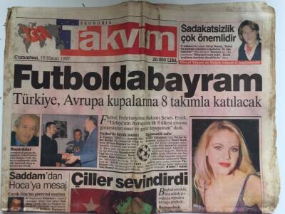 Takvim Gazetesi 19 Nisan 1997 - Futbolda Bayram Türkiye Avrupa Kupalarına 8 Takımla Katılacak GZ39068 - 1