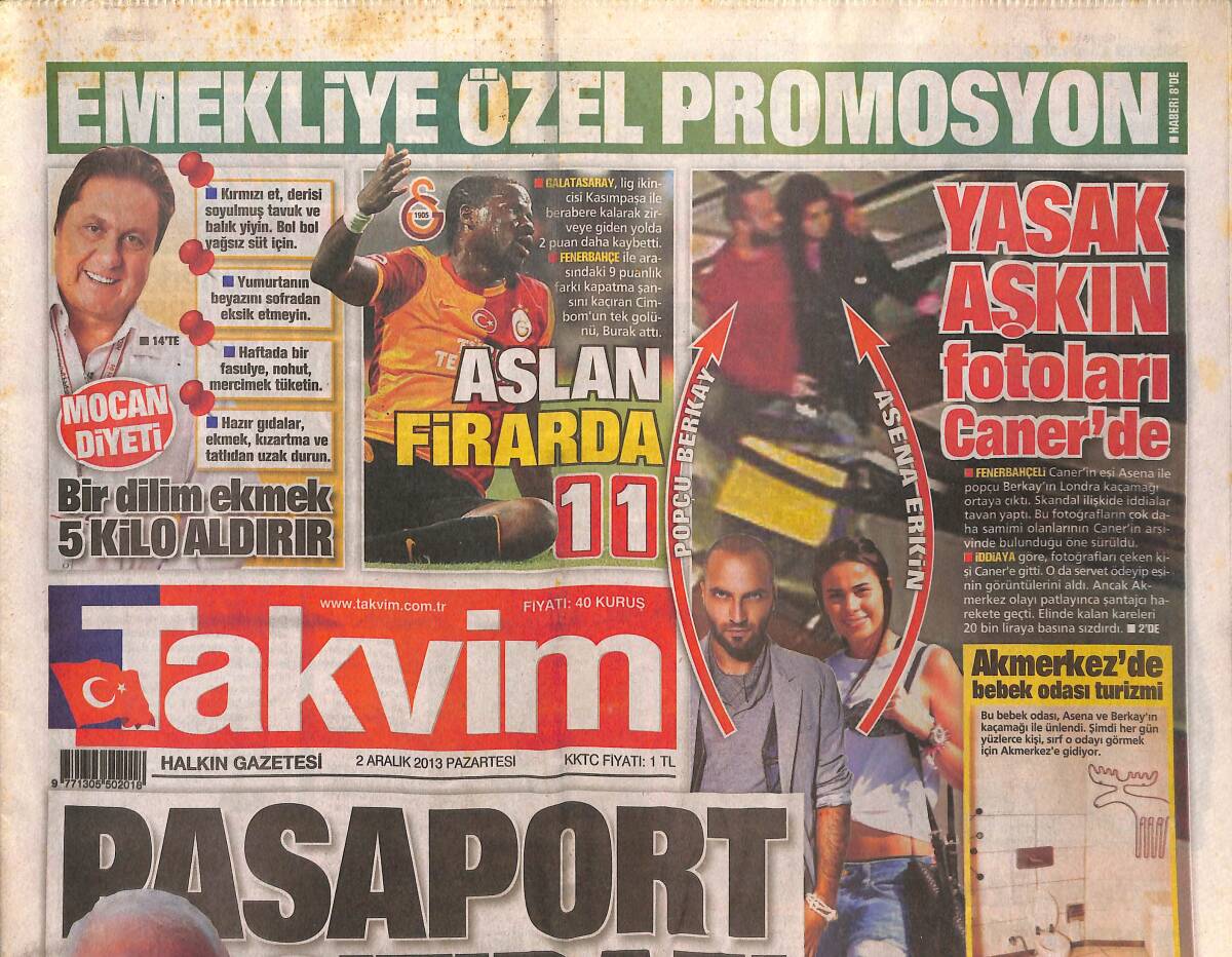 Takvim Gazetesi 2 Aralık 2013 - Mancini Faturayı Defansa Kesti - Galatasaray Firarda GZ135088 - 1