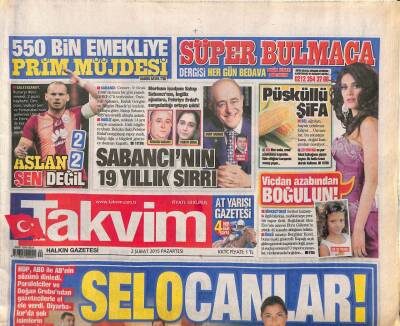 Takvim Gazetesi 2 Şubat 2015 - Sakıp Sabancının 19 Yıllık Sırrı GZ106306 - 1