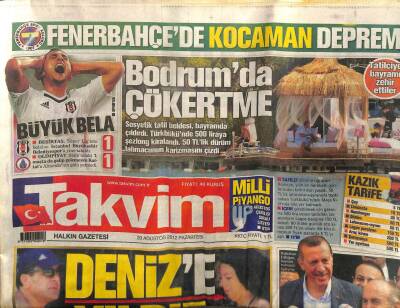 Takvim Gazetesi 20 Ağustos 2012 - Sanal Star Tarkan, Cem Özer Manitacı GZ101119 - 1