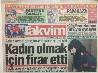 Takvim Gazetesi 20 Kasım 1996 - Kadın Olmak İçin Askerden Firar Etti GZ32957 - 1
