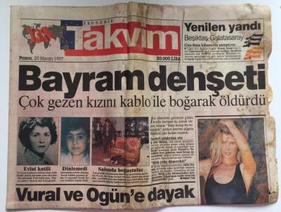 Takvim Gazetesi 20 Nisan 1997 - Yenilen Yandı Beşiktaş- Galatasaray Cim-Bom Kazanırsa Şampiyon GZ39071 - 1