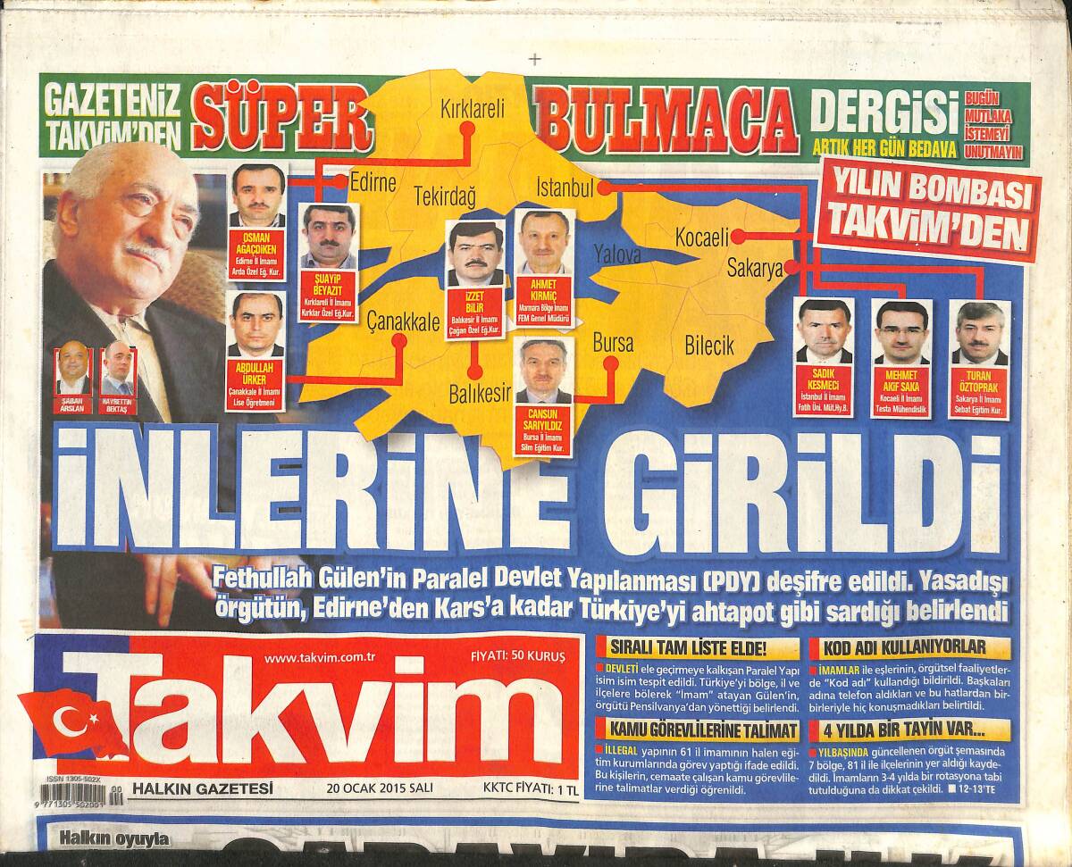 Takvim Gazetesi 20 Ocak 2015 - Cumhurbaşkanı Saray'ında İlk Kez Başkanlık Yaptı! - Fenerbahçe Devler Liginin Hesabını Şimdiden Yapıyor! GZ136880 - 1