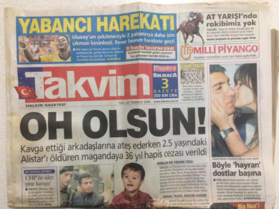 Takvim Gazetesi 20 Temmuz 2004 - Özcan Deniz,Böyle Hayran Dostlar Başına GZ27808 - 1