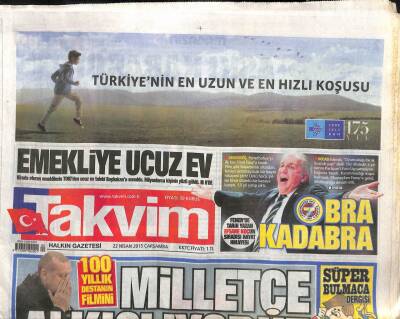 Takvim Gazetesi 22 Nisan 2015 - Milletçe Alkışlıyoruz,Sultan Nöbeti GZ104695 - 1