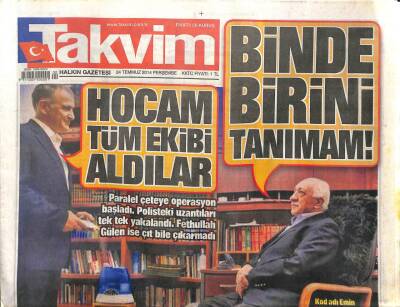 Takvim Gazetesi 24 Temmuz 2014 - Paralel Çeteye Operasyon Başladı GZ104701 - 1