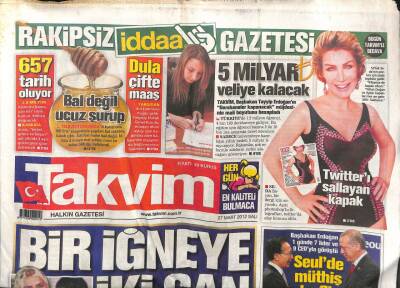 Takvim Gazetesi 27 Mart 2012 - Cem Uzan Ders Almıyor, Şikede Namus Kavgası GZ104879 - 1