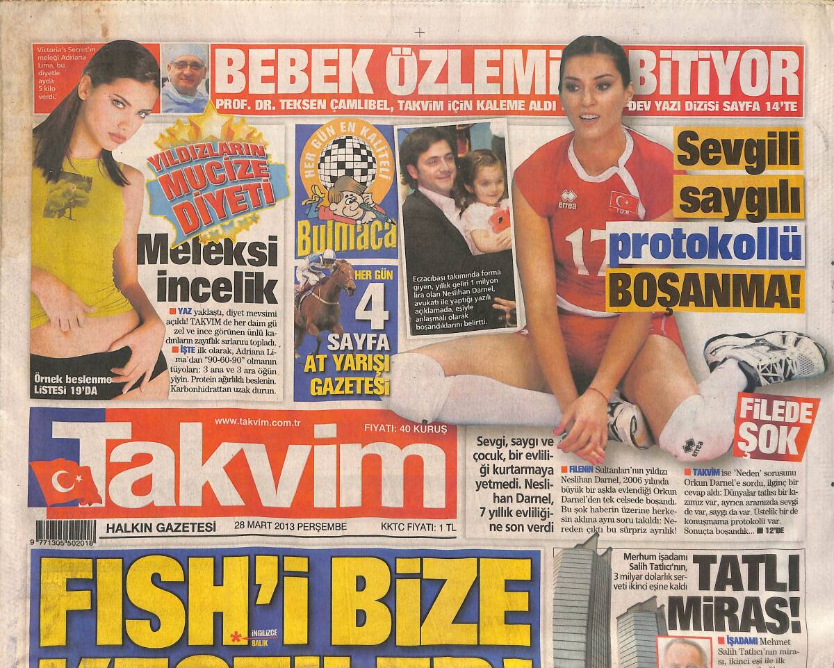 Takvim Gazetesi 28 Mart 2013 - Çakma Ronaldo - Neslihan Darnel 7 Yıllık Evliliğine Son Verdi - Aykut Kocaman Uyardı 'Hafife Almayın' GZ136640 - 1