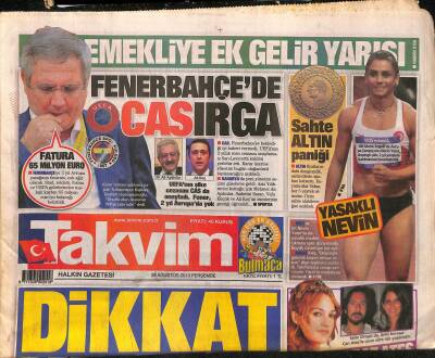 Takvim Gazetesi 29 Ağustos 2013 - Haliçte Koltuk Savaşı - Emre Altuğ , Sırtından Tanıtım Yaptı GZ116687 - 1