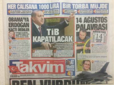 Takvim Gazetesi 3 Ağustos 2016 - Obamaya Erdoğan Kaçtı Dediler GZ29205 - 1