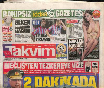 Takvim Gazetesi 3 Ekim 2014 - Taha Akgül Krallar Gibi Karşılandı - Erken Emeklilik Masada GZ98993 - 1