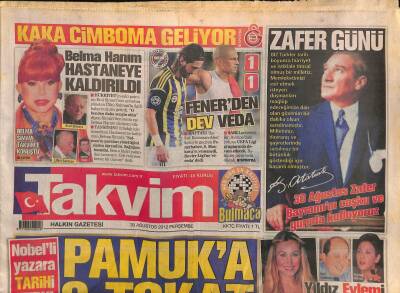 Takvim Gazetesi 30 Ağustos 2012 - Belma Simavi Hastaneye Kaldırıldı GZ116710 - 1