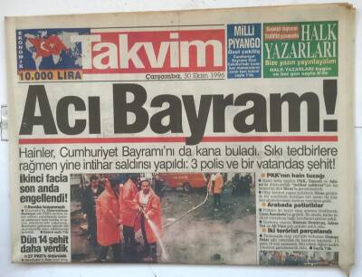 Takvim Gazetesi 30 Ekim 1996 - Barış Manço Taylandda Tutuklandı GZ7850 - 1