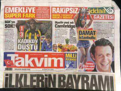 Takvim Gazetesi 30 Ekim 2012 - Kocaman İflas ! - Helal Sana Alex - Emekliye Süper Fark GZ124605 - 1