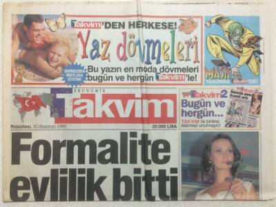 Takvim Gazetesi 30 Haziran 1997 - Formalite Evlilik Bitti GZ34121 - 1