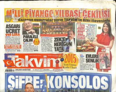 Takvim Gazetesi 31 Aralık 2014 - Sahnede Arda Turan Şov GZ101122 - 1