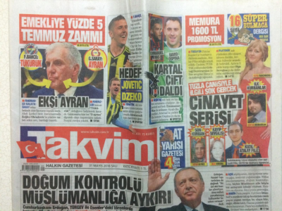 Takvim Gazetesi 31 Mayıs 2016 - Erdoğan Doğum Kontrolü Müslümanlığa Aykırı GZ27665 - 1