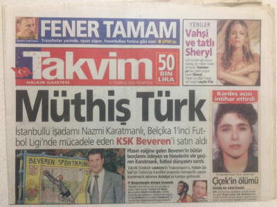 Takvim Gazetesi 31 Temmuz 2000 - Nazmi KaratmanlıMüthiş Türk GZ24255 - 1
