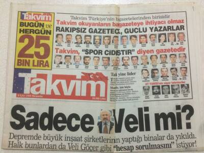 Takvim Gazetesi 5 Eylül 1999 - Devlet Bahçeli Yeni Anayasaya Evet Dedi GZ51975 - 1