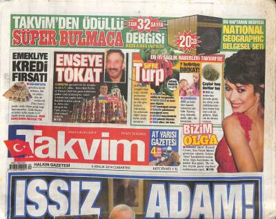 Takvim Gazetesi 6 Aralık 2014 - Ankarada Yapılan Yeni Cumhurbaşkanlığı Sarayına Tatlısesten Destek GZ100118 - 1
