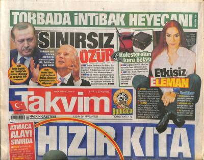 Takvim Gazetesi 6 Ekim 2014 - Joe Bidenden Sınırsız Özür GZ101152 - 1