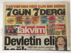 Takvim Gazetesi 6 Kasım 1996 - Devletin Eli Bağlı GZ5920 - 1