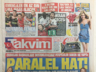 Takvim Gazetesi 6 Kasım 2015 - Hovarda Fener, Paralel Hat GZ27765 - 1