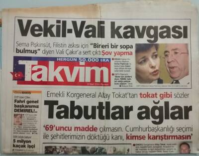 Takvim Gazetesi 6 Mart 2000 Celal Bayar Seçimle Geldi Darbeyle Gitti -GZ44660 - 2