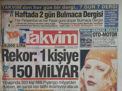 Takvim Gazetesi 7 Aralık 1996-Avrupa Gerçek Lolitaya Hayran GZ45623 - 1