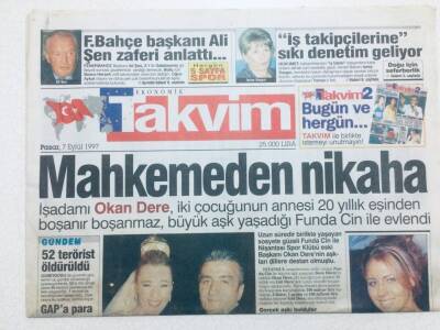 Takvim Gazetesi - 7 Eylül 1997 - Mahkemeden Nikaha GZ46415 - 2