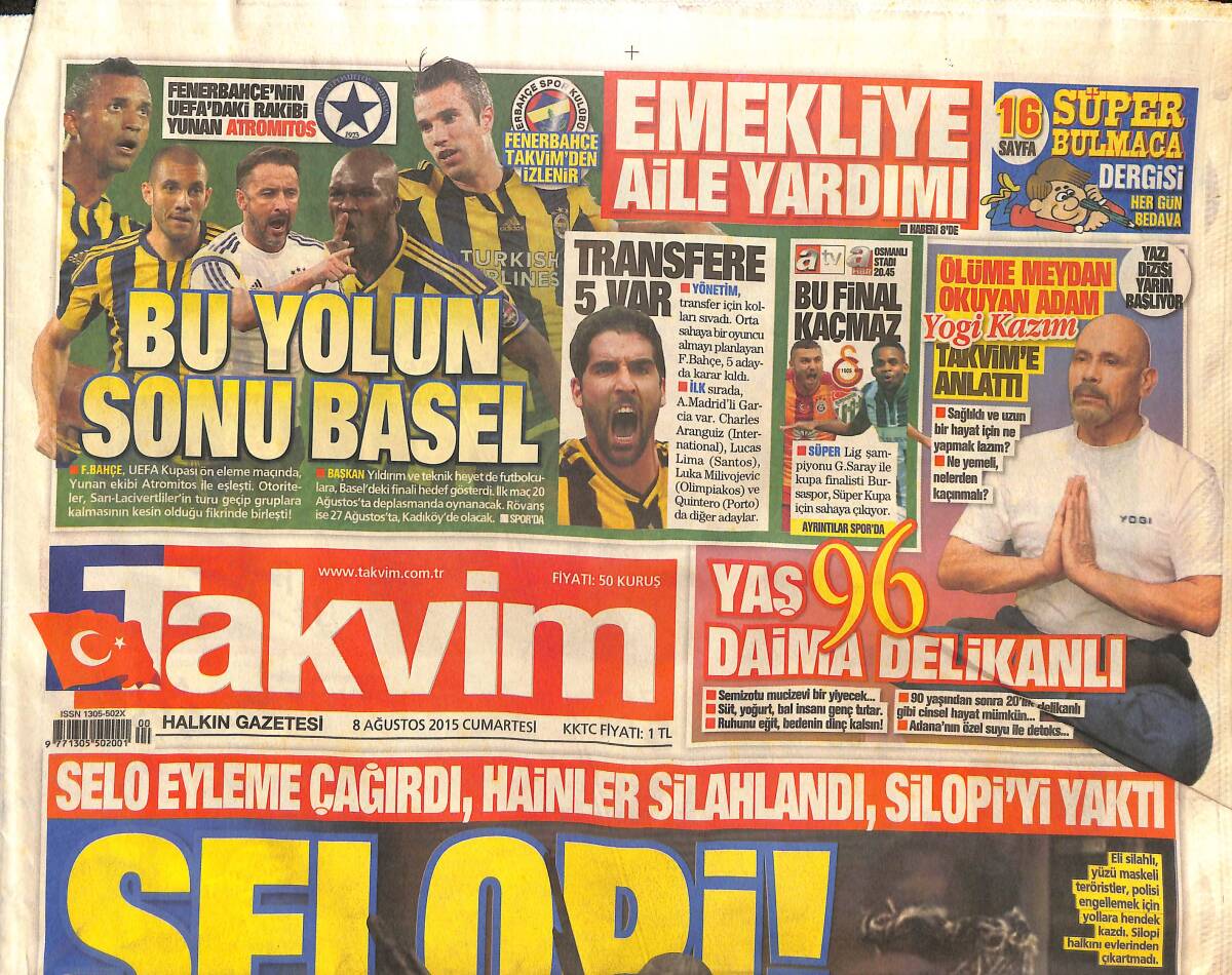 Takvim Gazetesi 8 Ağustos 2015 - Sezen Aksu , Bodrum'da Gulet Kiralayıp Mavi Tur'a Çıktı - Emekliye Aile Yardımı GZ135093 - 1