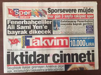 Takvim Gazetesi 8 Eylül 1996 - Ankara 21.Asır Eğitim Ve Sanat Asrı Olacak GZ10261 - 2