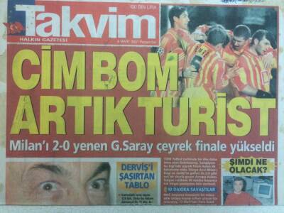 Takvim Gazetesi 8 Mart 2001 - Cimbom Artık Turist GZ35368 - 1