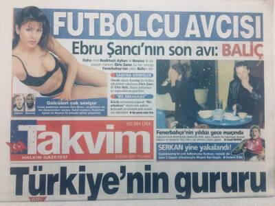 Takvim Gazetesi - 8 Ocak 2001 - Ebru Şancının Son Avı Baliç GZ46807 - 1