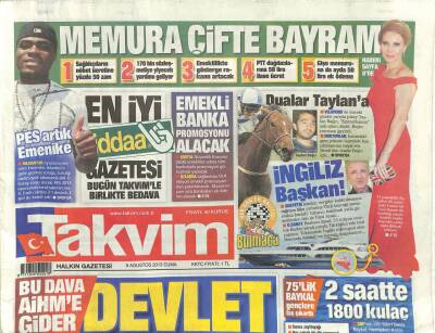 Takvim Gazetesi 9 Ağustos 2013 - İlker Başbuğa Destek GZ101078 - 2