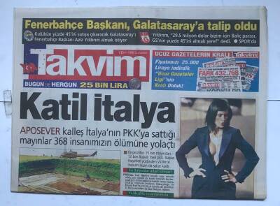 Takvim Gazetesi 9 Ekim 1999 - APOSEVER Kalleş İtalyanın PKKya Sattığı Mayınlar 368 İnsanımızın Ölümüne Yolaçtı GZ8579 - 1