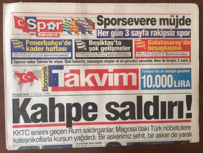 Takvim Gazetesi 9 Eylül 1996 - Refahta Kavga Kızıştı GZ6729 - 1