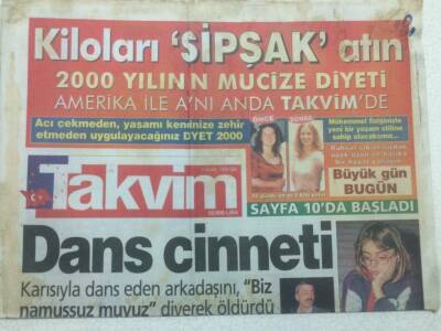 Takvim Gazetesi 9 Kasım 1999 - Karısıyla Dans Eden Arkadaşını Öldürdü GZ47721 - 1