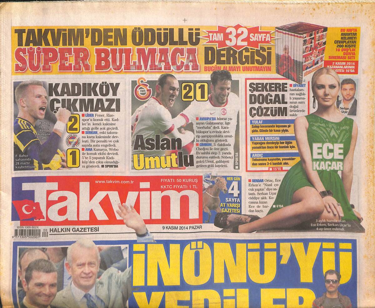 Takvim Gazetesi 9 Kasım 2014 - Şişli Belediye Başkanı İnönü , Meclis Üyelerini Karşısında Buldu GZ135084 - 1