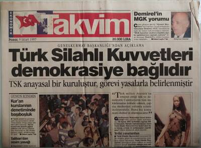 Takvim Gazetesi 9 Mart 1997 Demokrat Türkiye Parti Lideri Cindoruk Hocanın Siyasi Ömrü Bitti -GZ37958 - 1