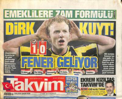 Takvim Gazetesi 9 Mart 2015 - Emeklilere Zam Formülü - Gezi Ruhu Hortladı * Tarık Akan - Şevval Sam - Cahit Berkay GZ109747 - 1