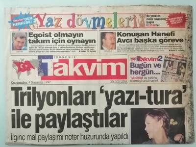 Takvim Gazetesi 9 Temmuz 1997 Emraha Yeni Babalık Testi -GZ14690 - 1