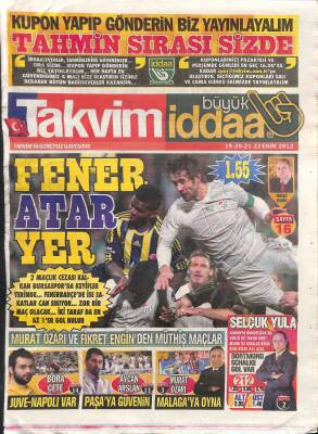 Takvim Gazetesi Büyük İddaa Eki 19-20-21-22 Ekim 2012 - Murat Özarı Ve Fikret Enginden Müthiş Maçlar GZ124646 - 1