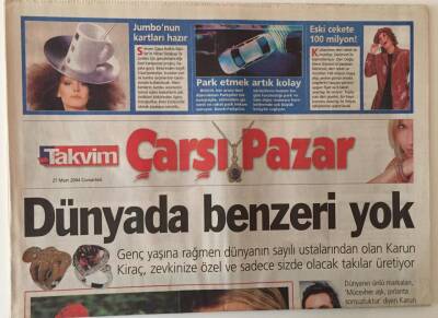 Takvim Gazetesi Çarşı Pazar Eki 27 Mart 2004 - Dünyanın Sayılı Ustalarından Olan Karun Kiraçtan Özel Takılar GZ18836 - 1