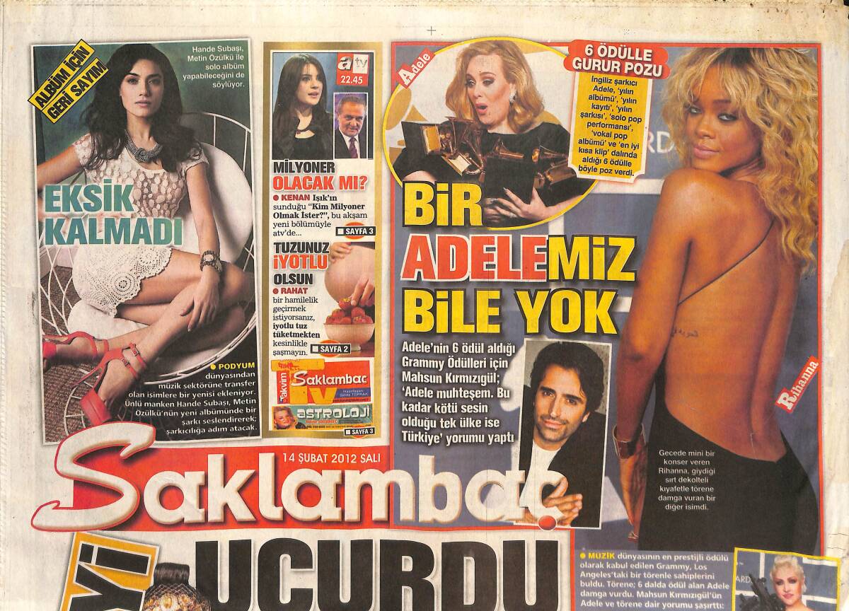 Takvim Gazetesi Saklambaç Eki 14 Şubat 2012 - Hacı Sabancı'dan Özge Ulusoy'a Büyük Jest - Ece Erken Kanı Üstünde Gezdi GZ136454 - 1