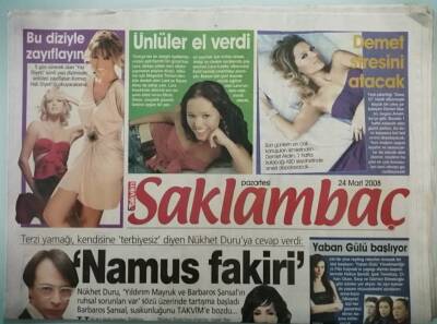 Takvim Gazetesi Saklambaç Eki 24 Mart 2008 Terzi Yamağı Kendisine Terbiyesiz Diyen Nükhet Duruya Cevap Verdi - GZGZ44288 - 2