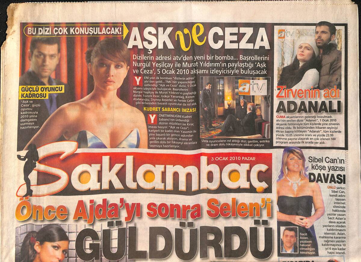 Takvim Gazetesi Saklambaç Eki 3 Ocak 2010 - Zirvenin Adı Adanalı - Sibel Can'ın Köşe Yazısı Davası GZ154722 - 1