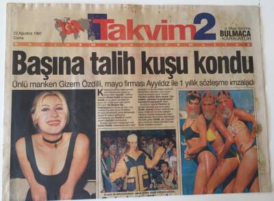 Takvim Gazetesi Takvim 2 Eki - 22 Ağustos 1997 - Gizem Özdilinin Başına Talih Kuşu Kondu - GZ43615 - 1